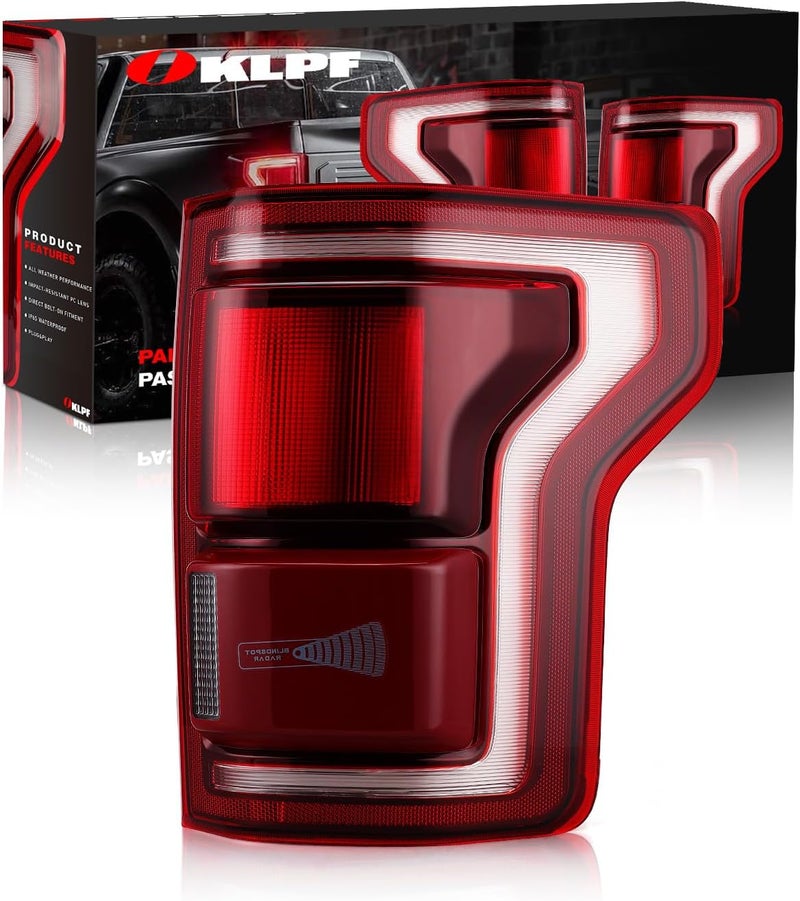 OKLPF LED Tail lights With Blind Spot Compatible With 2017 2018 2019 2020 Ford F150 F-150 Raptor Replacement HL3Z-13405-H,Rear Brake Lamp Signal Assembly,Right Passenger Side Taillights - Image 1